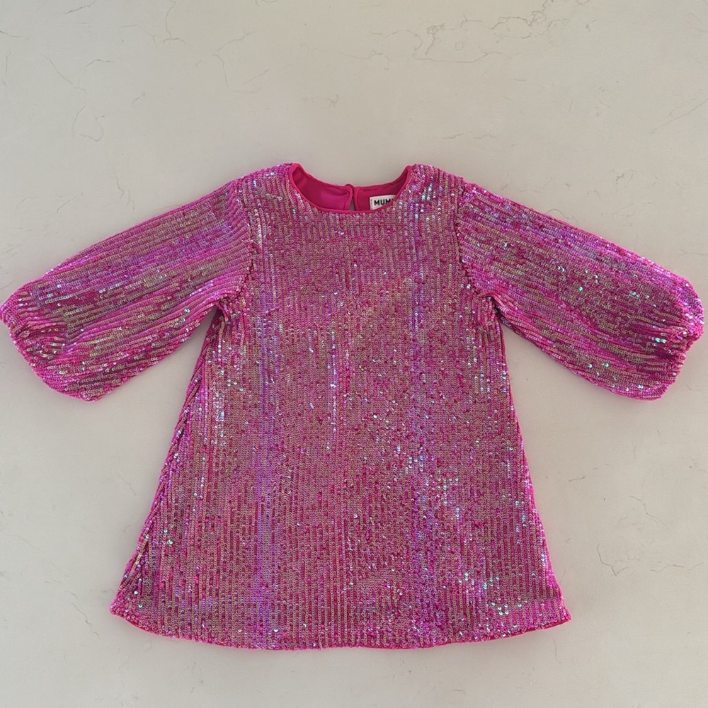 Show Me Your Mumu Kids Once Upon A Time Dress Pink Disco Sequins. EUC. Size 3T